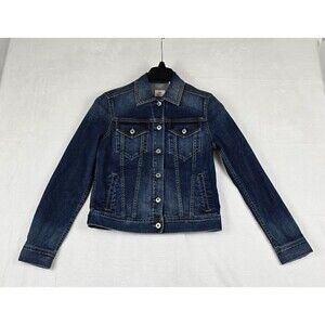 AG Adriano Robyn Denim Jacket Women’s Dark Indigo Cotton Blend Small Button